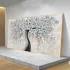 Quadro Decorativo Floral Flower Black Com Moldura Dourada 180