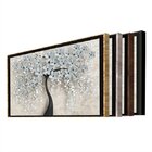 Quadro Decorativo Floral Flower Black Com Moldura Marrom 120x