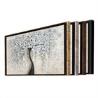 Quadro Decorativo Floral Flower Black Com Moldura Marrom E Vi