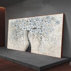 Quadro Decorativo Floral Flower Black Com Moldura Marrom E Vi