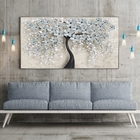 Quadro Decorativo Floral Flower Black Com Moldura Prata 120x80