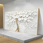 Quadro Decorativo Floral Flower Tree Com Moldura Dourada 120x