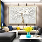 Quadro Decorativo Floral Flower Tree Com Moldura Dourada 120x