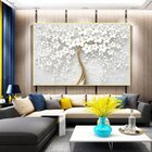 Quadro Decorativo Floral Flower Tree Com Moldura Dourada 180x