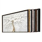 Quadro Decorativo Floral Flower Tree Com Moldura Dourada E Vi