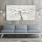 Quadro Decorativo Floral Flower Tree Com Moldura Prata 100x70