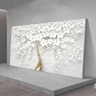 Quadro Decorativo Floral Flower Tree Com Moldura Prata E Vidr