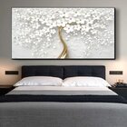 Quadro Decorativo Floral Flower Tree Com Moldura Preto 100x70