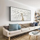 Quadro Decorativo Floral Flower Tree Com Moldura Preto 100x70