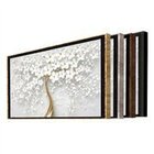 Quadro Decorativo Floral Flower Tree Com Moldura Preto 100x70