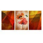 Quadro Decorativo Floral Geometrico Vermelho 70x150 Trio