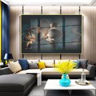 Quadro Decorativo Floral Hibisco Preto Com Moldura Dourada E