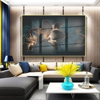 Quadro Decorativo Floral Hibisco Preto Com Moldura Dourada E