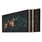 Quadro Decorativo Floral Hibisco Preto Com Moldura Marrom 150