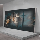 Quadro Decorativo Floral Hibisco Preto Com Moldura Prata E Vi