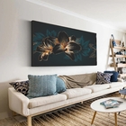 Quadro Decorativo Floral Hibisco Preto Com Moldura Preta E Vi