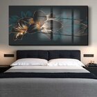 Quadro Decorativo Floral Hibisco Preto Com Moldura Preta E Vi