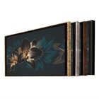 Quadro Decorativo Floral Hibisco Preto Com Moldura Preto 180x