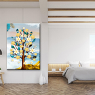 Quadro Decorativo Floral Jardim Azul E Amarelo - 120x80 Cm