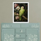 Quadro Decorativo Floral - Papagaio 24x18cm - Com Vidro Moldu