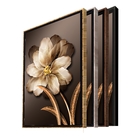 Quadro Decorativo Floral Pingos De Ouro Com Moldura Marrom 18