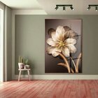 Quadro Decorativo Floral Pingos De Ouro Com Moldura Marrom E