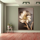 Quadro Decorativo Floral Pingos De Ouro Com Moldura Marrom E