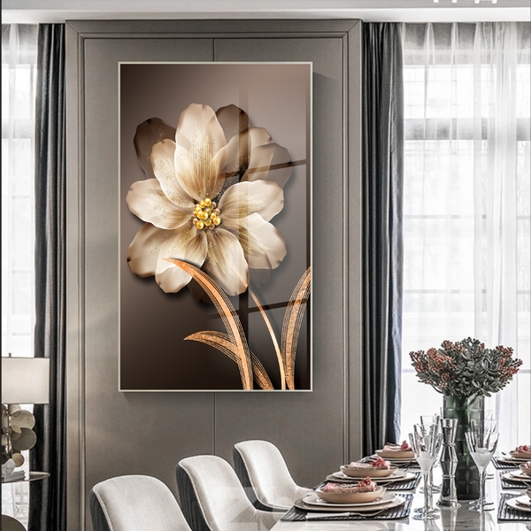 Quadro Decorativo Floral Pingos De Ouro Com Moldura Prata E V