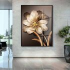 Quadro Decorativo Floral Pingos De Ouro Com Moldura Preta E V