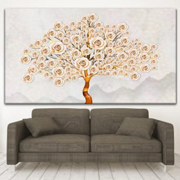 Quadro Decorativo Floral Roses Tree - 150x80 Cm
