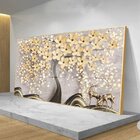 Quadro Decorativo Floral Spring Flower Tree Com Moldura Doura