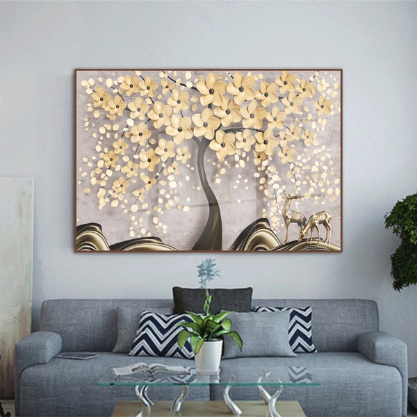 Quadro Decorativo Floral Spring Flower Tree Com Moldura Marro