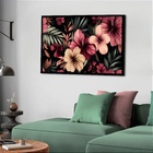 Quadro Decorativo Floral Tropical - 50x70cm Moldura Branca