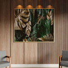 Quadro Decorativo Flores E Fohas Costela De Adao Gold And Gre