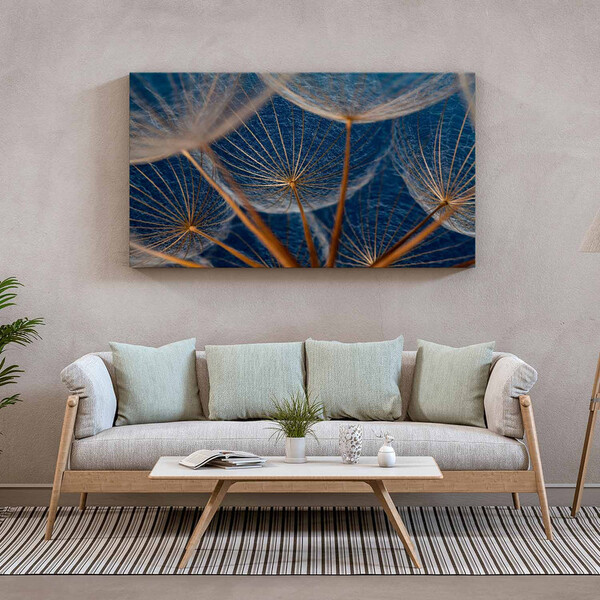 Quadro Decorativo Flores E Folhas Dente De Leão - 200x120 Cm