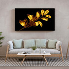 Quadro Decorativo Flores E Folhas Douradas - 90x60 Cm