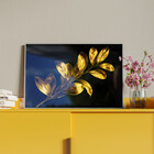 Quadro Decorativo Flores E Folhas Douradas Com Moldura E Vidr