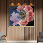 Quadro Decorativo Flores E Folhas Flor De Anêmona Azul,rosa E