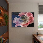Quadro Decorativo Flores E Folhas Flor De Anêmona Azul,rosa E