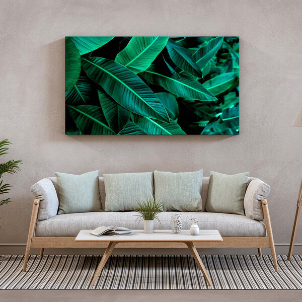 Quadro Decorativo Flores E Folhas Folhas Verdes Green - 200x1