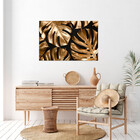 Quadro Decorativo Flores E Folhas Golden Monstera - 120x80 Cm