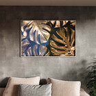 Quadro Decorativo Flores E Folhas Golden Monstera Com Moldura