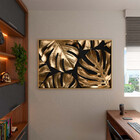 Quadro Decorativo Flores E Folhas Golden Monstera Com Moldura