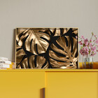 Quadro Decorativo Flores E Folhas Golden Monstera Com Moldura