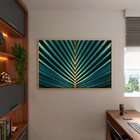 Quadro Decorativo Flores E Folhas Palm Tree Com Moldura Doura