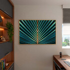 Quadro Decorativo Flores E Folhas Palm Tree Com Moldura Doura