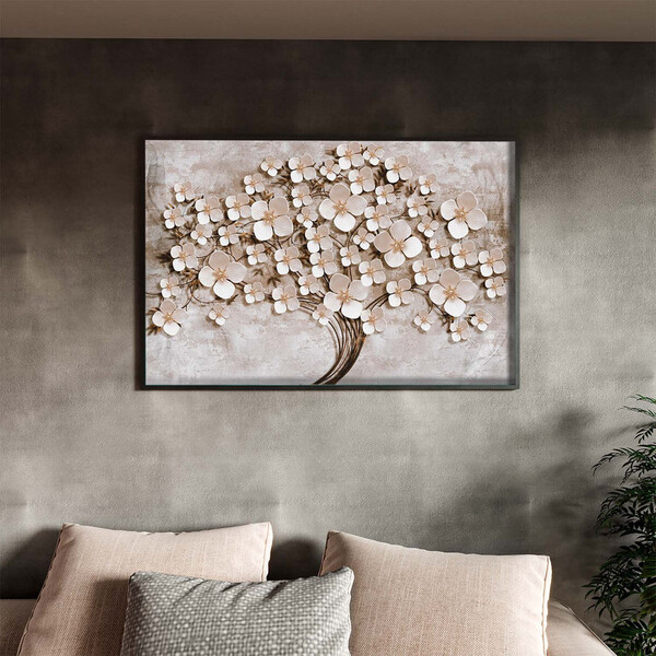 Quadro Decorativo Flores E Folhas Paper Flowers Com Moldura P