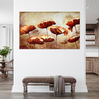 Quadro Decorativo Flores E Folhas Papoilas - 180x120 Cm