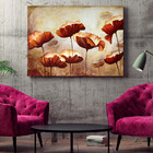 Quadro Decorativo Flores E Folhas Papoilas - 90x60 Cm