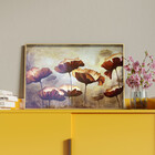 Quadro Decorativo Flores E Folhas Papoilas Com Moldura E Vidr